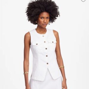 Madewell Denim High Crewneck Vest in Tile White Size 6